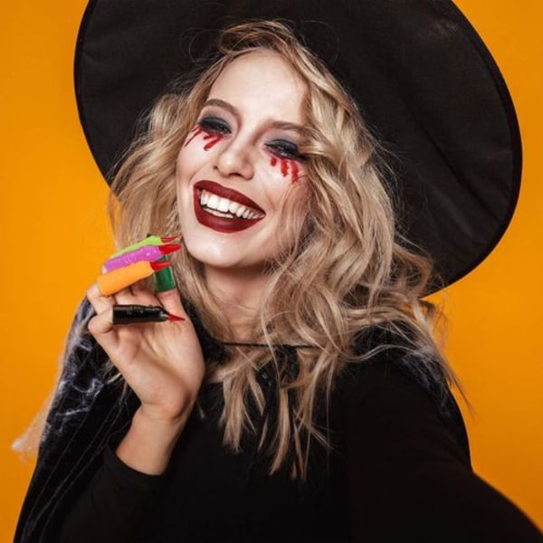 40 stycken Halloween färgglada häxfingrar för läsning, plastfingerdockor,