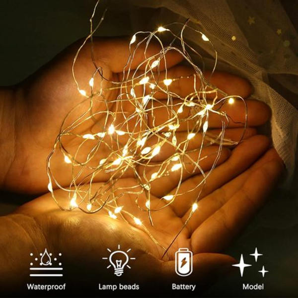 LED Micro Koppartrådslampor, 2m Belysning Eldflugelampor för