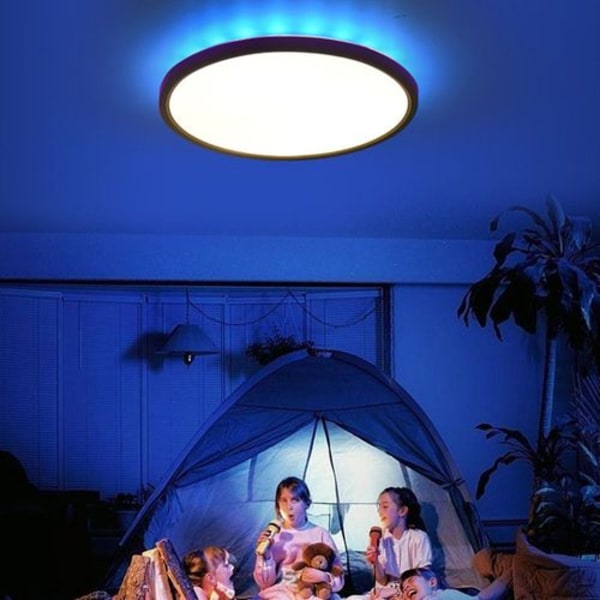 RGB LED-taklampe, 24 W taklampe dimbar med fjernkontroll, 3000 K