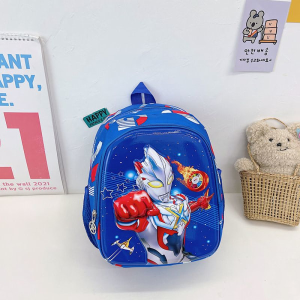 Student skolväska ny dagis skolväska tecknad anime barnväska pojke fläkt 2-5 år gammal ryggsäck - Ultraman blå