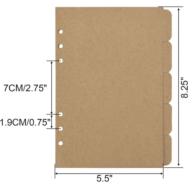 3-pack Kraft Etikettpapper A5 Storlek Notebook Index Insert Plan