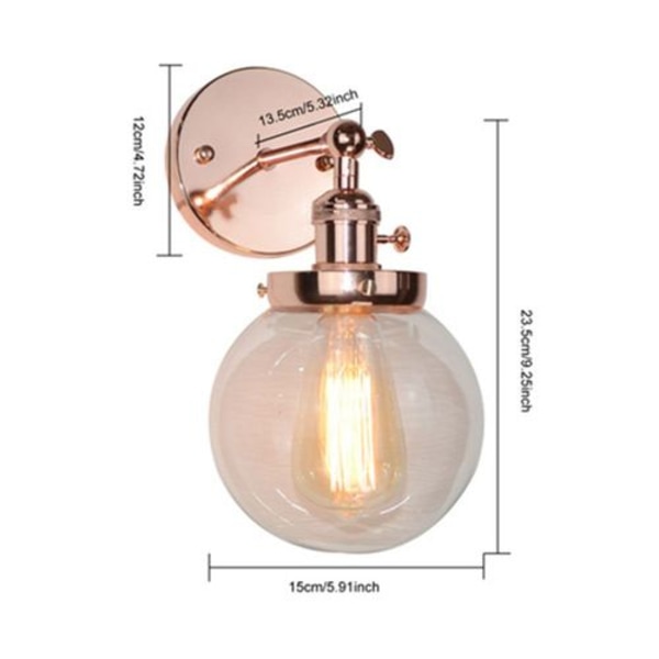 Moderne runde vegglamper i klart glass, rosegull