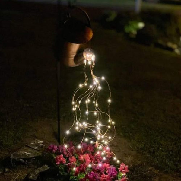 Vandfald formet Twinkle Fairy Lights, havevandkande