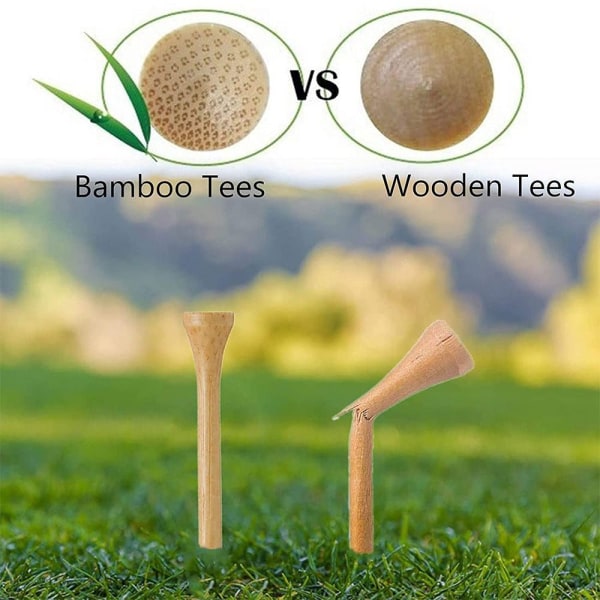 Golf tees bambus sett, 120 stk, tre farge, 83 mm