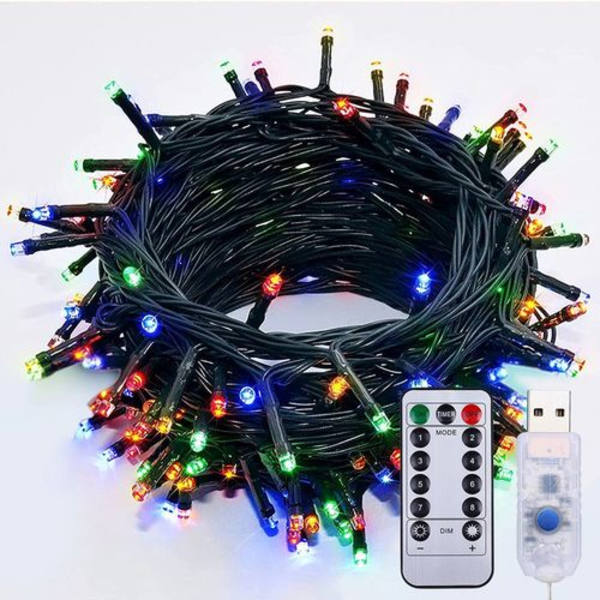 Eventyrlys 5M 50 LED 8 Lysmoduser USB Vanntett med Fjernkontroll for Fest