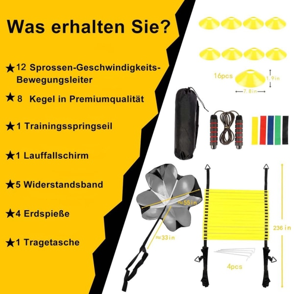 Fotbollsträningsset, Agility Speed Ladder, Koordinationstege,