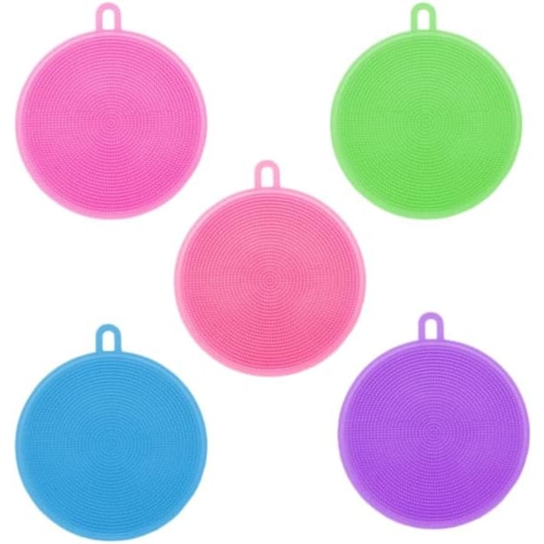 Silikonsvamp för disk, Silikonsvamp för diskning, Silikonsvampar för multifunktionella köksdiskborstar, för att diska, 5-pack
