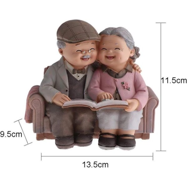 Sød ældre par figurer borddekoration, gaveidé til bedstefar/bedstemor,