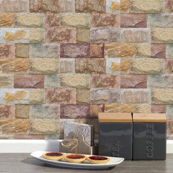 Självhäftande kakelväggsdekal Vattentät 3D Cement Kakel PVC-dekal f
