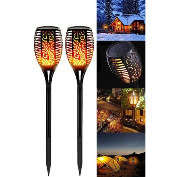 Solcelled flammelys, pakke med 2 solcellelamper have IP65 vandtæt solcellelampe