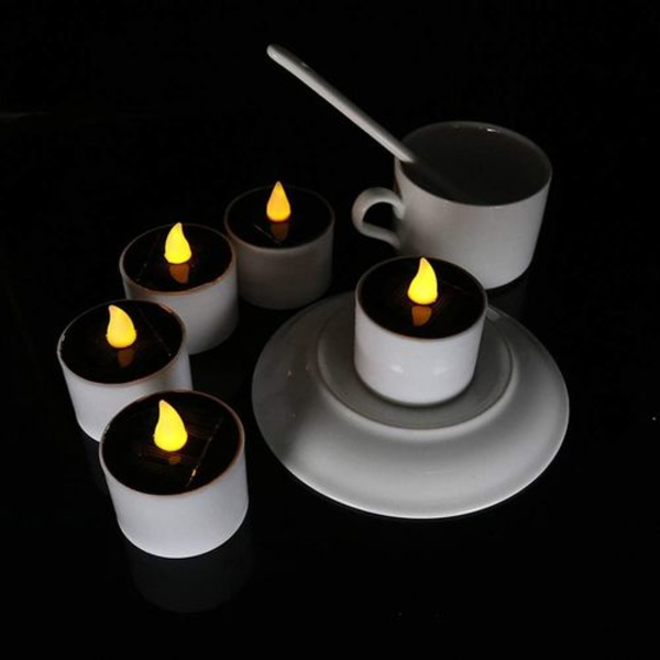 Solcelledrevne LED-stearinlys, flimrende flammefri stearinlyslamper,