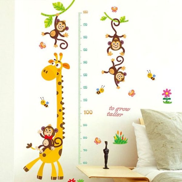 Monkey lasten korkeus seinäkaavio | Kuori ja kiinnitä seinätarrat baby