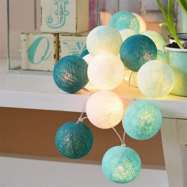 Cotton Ball Fairy Lights - 3m 20 LED Ball Fairy Lights til indendørs natlys