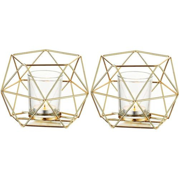 Tealight-kynttilänjalka, metalli - 2 geometrisen tealightin sarja