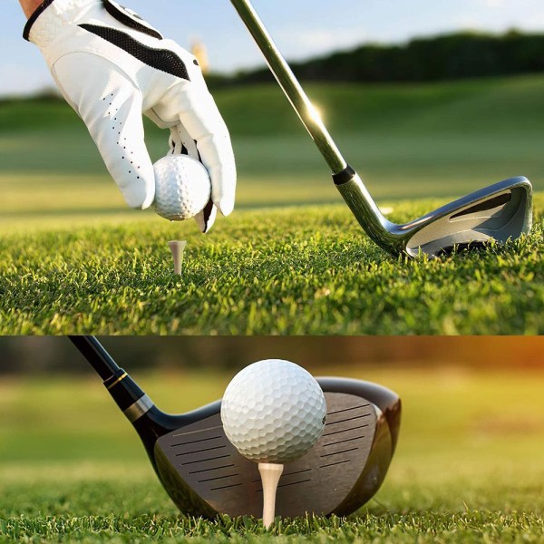 Golftees bambussett, 120 deler, trefarge, 70 mm