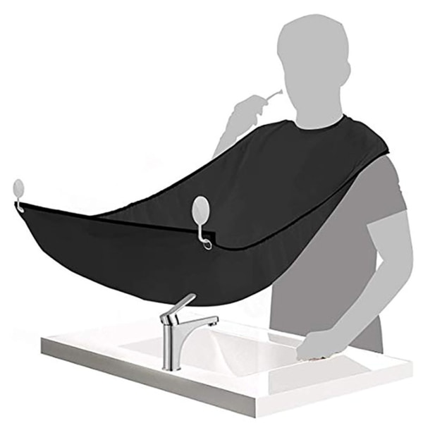 Barberingsforklæde til mænds skægbarbering, gennemsigtig sugekop barberingsforklæde, skægtrimningsforklæde, skægstylingforklæde Black (transparent suction cup)