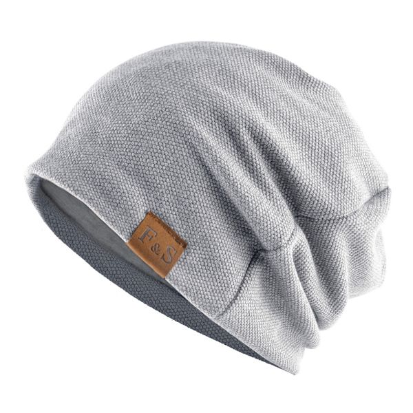 Vinter fleece casual lös stickad mössa light gray