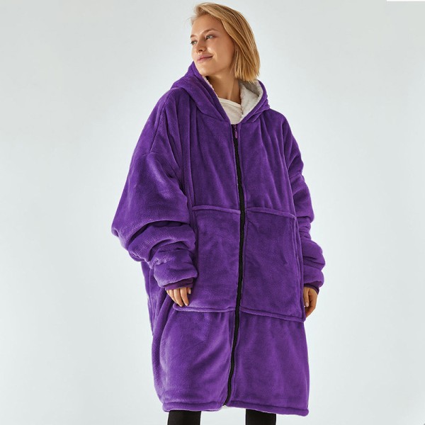 Tyk, doven tæppe til mænd og kvinder, hættepyjamas, varmt tøj, plysset tv-tæppe, løst light grey size: one size