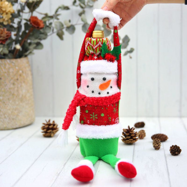 3pcs Christmas Decoration Portable Cloth Red Wine Bottle Christmas Wine Box Western Restaurant Red Wine Bag Champagne Bottle