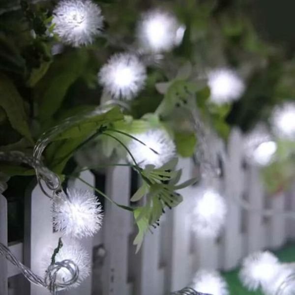 Batteridrevne snøballformede LED-lyskjeder, 30 hvite