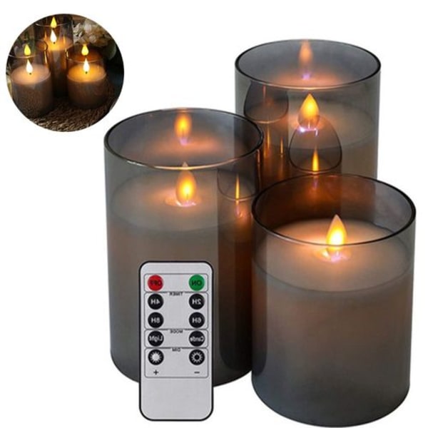 Flamlösa flimrande ljus med fjärrkontroll, batteridrivna ljus,