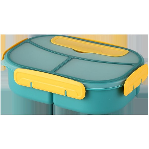 Plastboks med 3 rom for lunsj med bestikk, bærbar lunsjboks for studenter, mikrobølgeovn lunsjboks, forseglet oppbevaringsboks