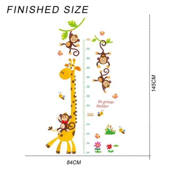 Monkey Barnes Høyde Veggkart | Skrell og klistre veggklistremerker til babyrom