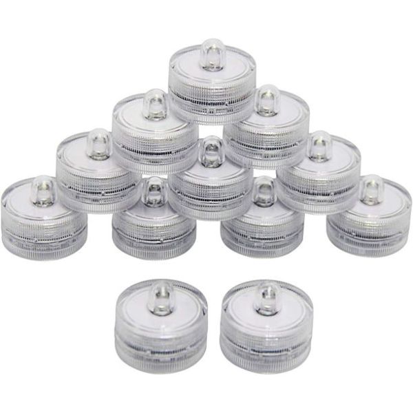 12x LED Vandtætte Nedsænkelige Tealights Flammeløse Tealight Batteridrevet