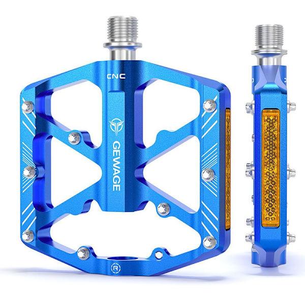 Cykelpedaler med reflexremsor, 3 förseglade lager, halkfri CNC-aluminium