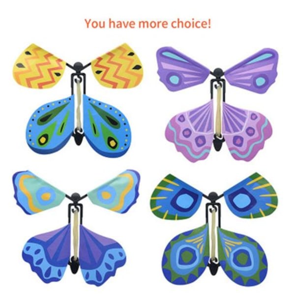 UOWEG Flyvende sommerfugl Fargerik magisk flagrende barneleketøy Gummibånd Ange