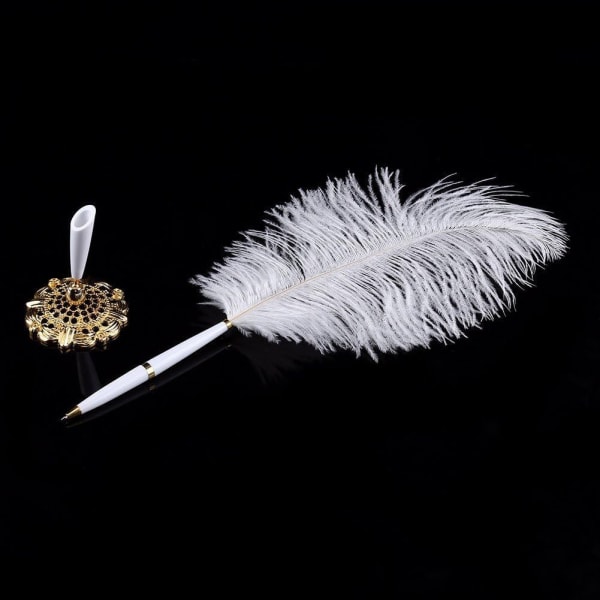 Strutsfjäderpenna Deluxe Swan Writting Pen Bröllop Penna Signering