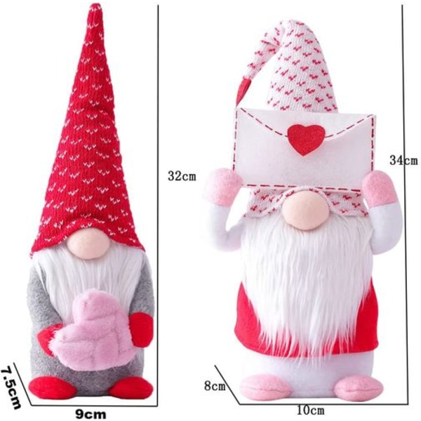 Valentinsdag Hjerte Faceless Dværg Rudolph Ornament