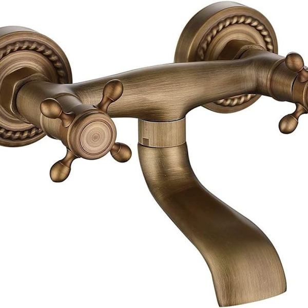 Antik kobberbassin mixer tap vægmonteret flydende badekar vask