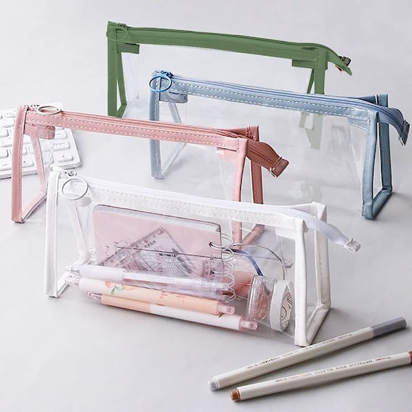 4 stk. blyant gennemsigtig etui, multifunktionel organizer taske transparent rejse