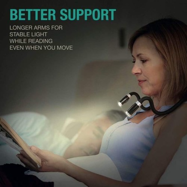 Oppladbar boklampe 4 LED nakkelampe, leselys for lesing i