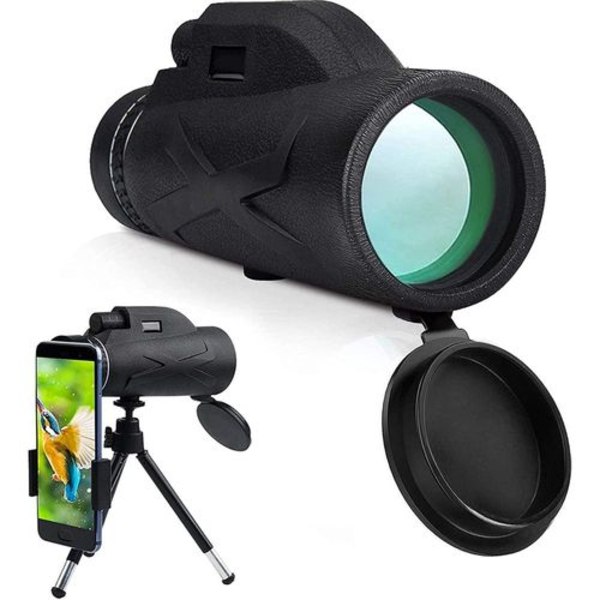 Monocular telescope, 80x100 high-performance prism telescope, with smartphone holder & stat