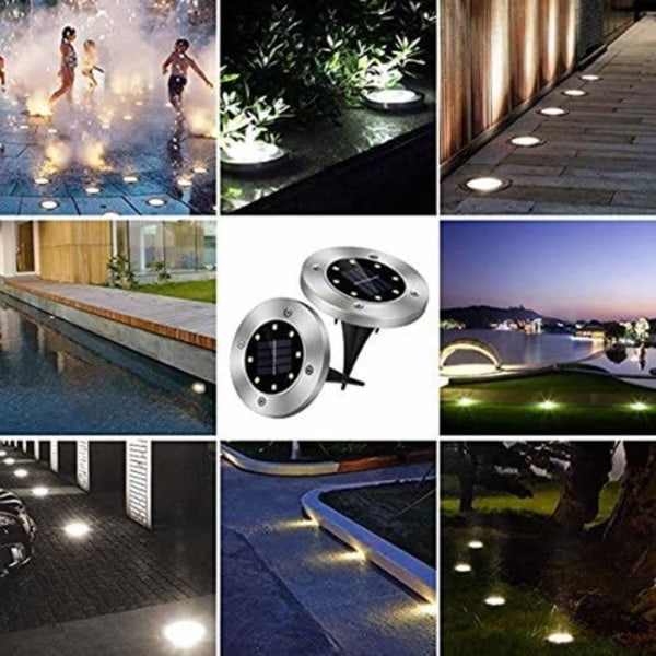Solcellelamper for utendørs hagelys IP65 vanntette LED-innfelte spotlights