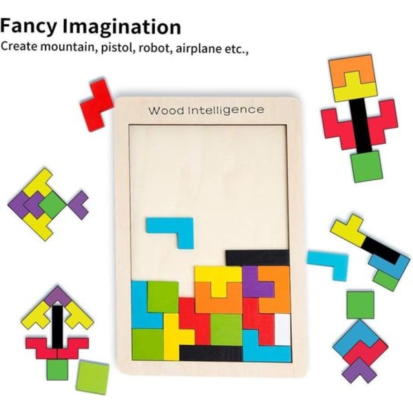 Tetris träpussel leksak från 3 år pojkar Tetris tangram träpussel