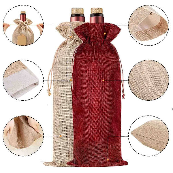 12 stycken högkvalitativa väska i jute och 12 stycken presentlappar,