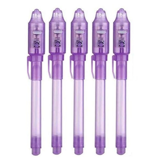 Paket med 4 hemliga pennor med UV-ljus, läsbara med ljus, UV-penna, partyväska, magic pennor