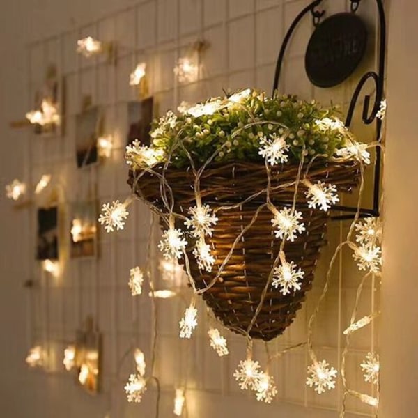 Jul Snöflinga String Lights 6m 40LED String Lights Batteri