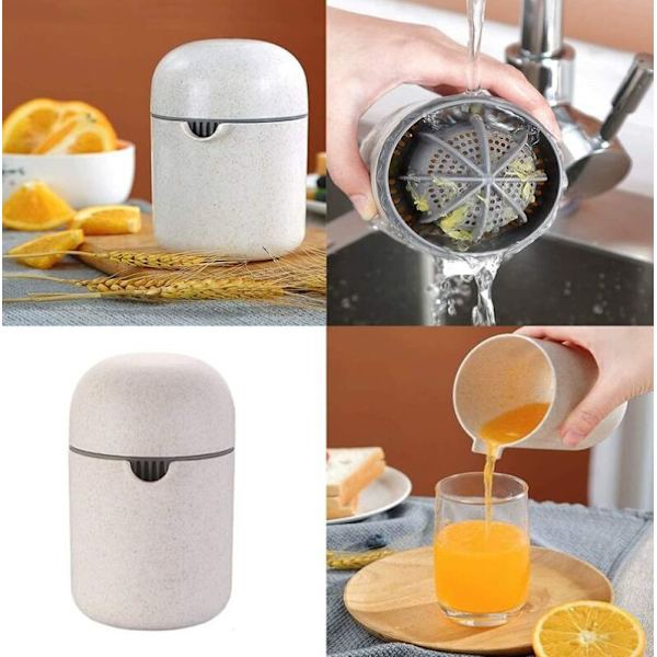 2-pak manuel citruspresser, lille multifunktionel citruspresser, aftagelig citronklemme til presning af frisk juice, beige