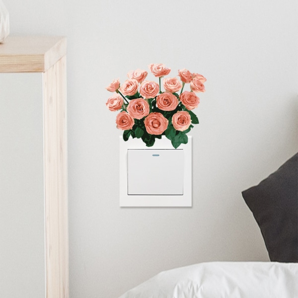 2 stycken romantiska blommor sovrum switch klistermärken självhäftande