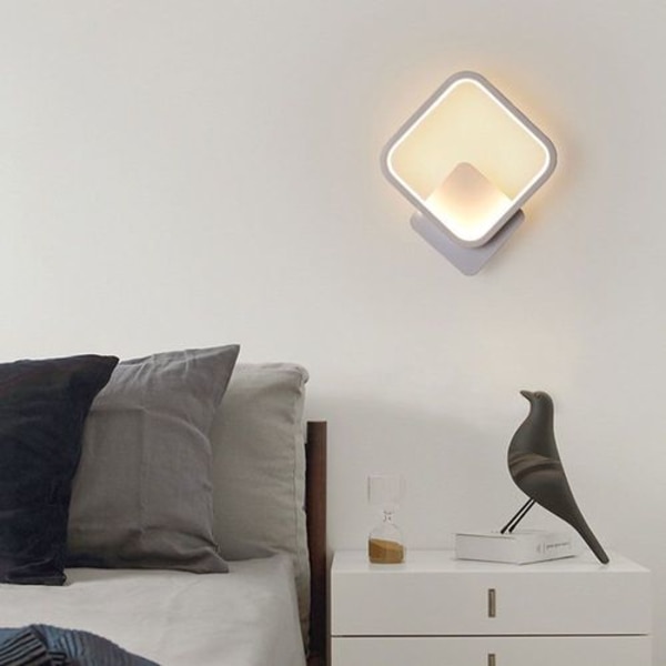 Vegglampe Innendørs LED firkantet veggspotlight 12W for hvitt