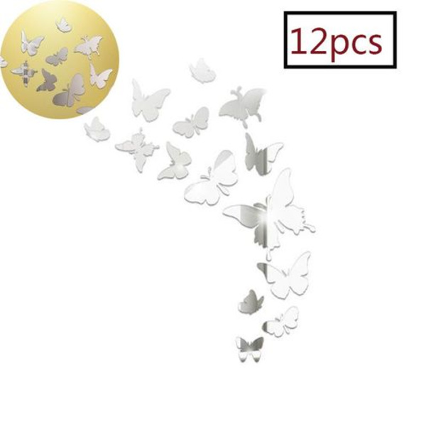 14 stk Butterfly Combination 3D Speil Vegg Klistremerker Hjemmedekor DIY