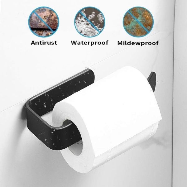 Toalettpappershållare svart, toapappershållare i aluminium utan borrning