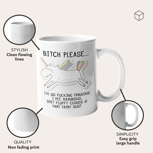Bitch Please, jeg er så fantastisk enhjørning keramisk krus Nyhedskontor Fødselsdag Jul Kaffe Gave Tekop Gave
