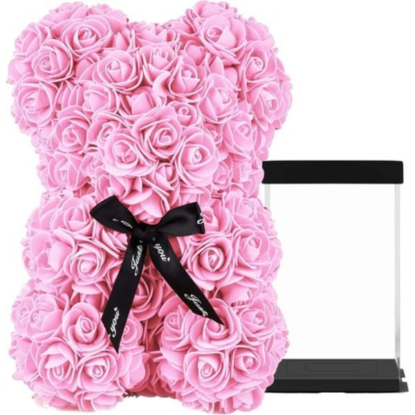 HelaCueil Rose Bear i en gennemsigtig gaveæske - Valentinsdag-Mors Dag (Pink, 25C