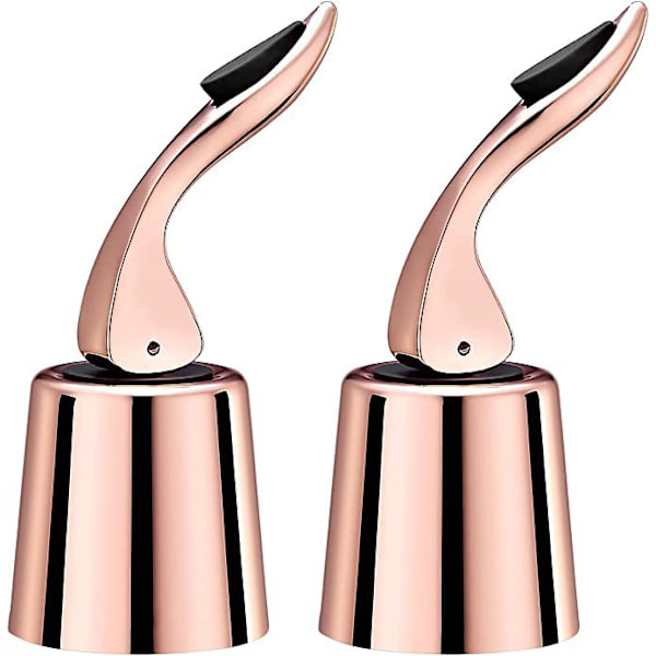 Vinstop, Genanvendelig korkprop til at holde vin frisk (Gylden rose, 2 stk.)