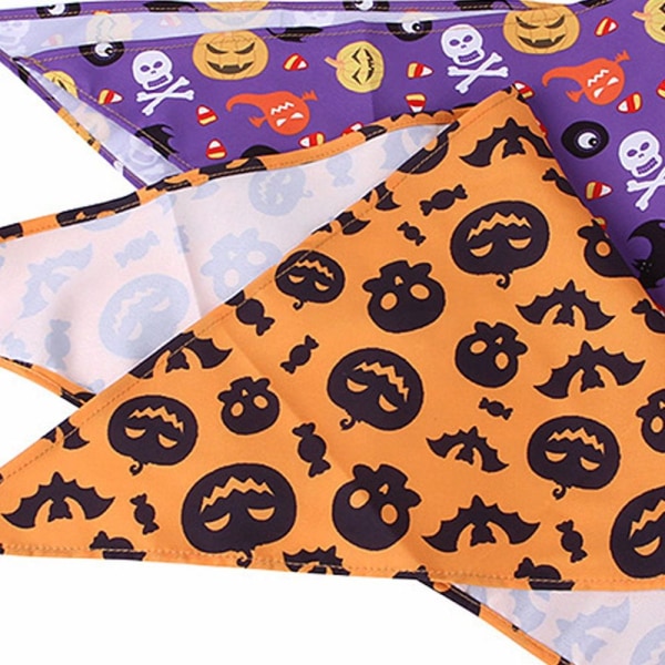 3-pak Halloween hundebandanas reversible hundebånd vaskbar trekant